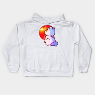 Cat watching sunset Kids Hoodie